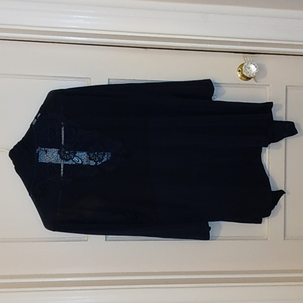 MICHAEL F. NAVY BLUE TRAVELERS SLINKY CARDIGAN BLAZER WATERFALL OPEN FRONT SZ 2X